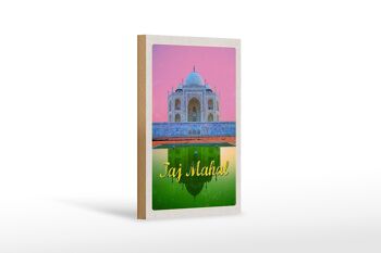 Panneau en bois voyage 12x18 cm Inde Asie Taj Mahal Agra Yamuna 1