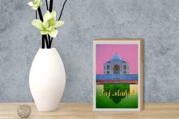 Panneau en bois voyage 12x18 cm Inde Asie Taj Mahal Agra Yamuna 3