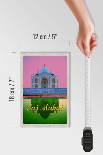 Panneau en bois voyage 12x18 cm Inde Asie Taj Mahal Agra Yamuna 4