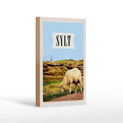 Cartel de madera viaje 12x18 cm Sylt ciudad destino de vacaciones prado vacaciones
