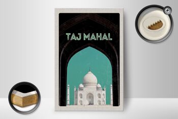 Panneau en bois voyage 12x18 cm Inde Asie Culture Taj Mahal 2