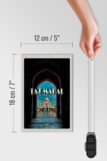 Panneau en bois voyage 12x18 cm Inde Taj Mahal peuple musulman 4