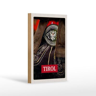 Cartel de madera viaje 12x18 cm Tirol Austria vestido tradicional