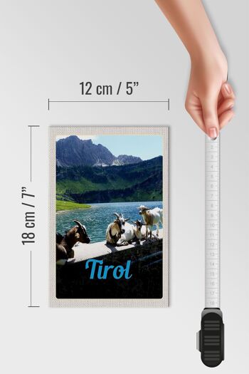 Panneau en bois voyage 12x18 cm Tyrol Autriche chèvres eau nature 4