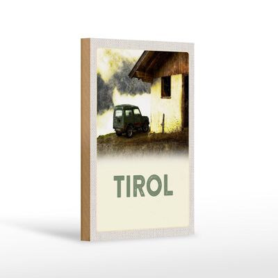 Holzschild Reise 12x18 cm Tirol Haus auf den Bergen Auto Dekoration