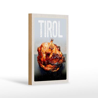 Cartel de madera de viaje 12x18 cm Tirol carne ternera plato frito
