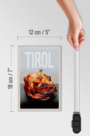 Panneau en bois voyage 12x18 cm Viande du Tyrol Plat frit de bœuf 4
