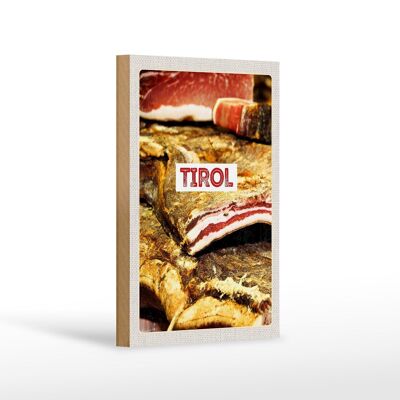 Cartel de madera viaje 12x18 cm Tirol Austria carne seca