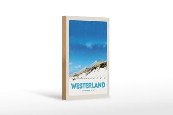 Panneau en bois voyage 12x18 cm Passerelle de plage Westerland Sylt 1