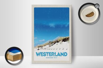 Panneau en bois voyage 12x18 cm Passerelle de plage Westerland Sylt 2