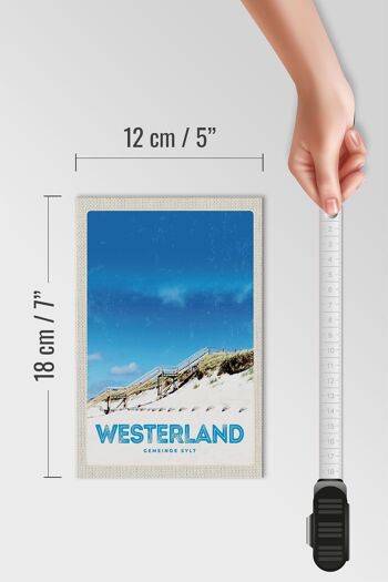 Panneau en bois voyage 12x18 cm Passerelle de plage Westerland Sylt 4
