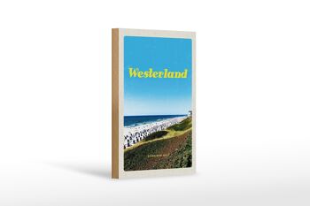 Panneau en bois voyage 12x18 cm Westerland plage mer chaises de plage 1