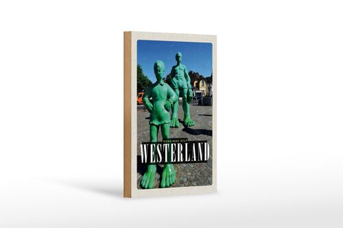 Holzschild Reise 12x18 cm Westerland Skulptur Reisende Riese