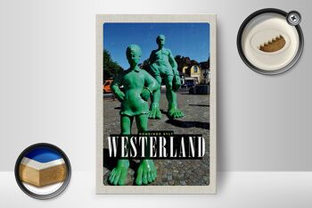 Panneau en bois voyage 12x18 cm Sculpture Westerland géant voyageur 2