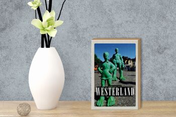 Panneau en bois voyage 12x18 cm Sculpture Westerland géant voyageur 3