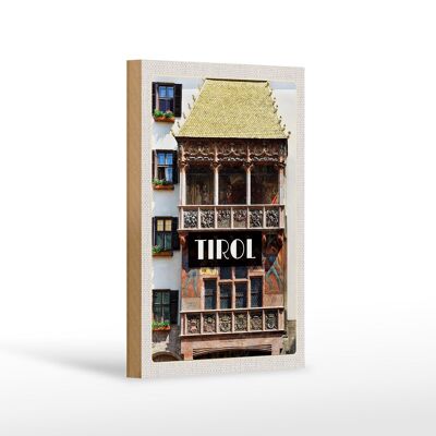 Cartello da viaggio in legno 12x18 cm Tirolo edificio artistico decorazione medievale