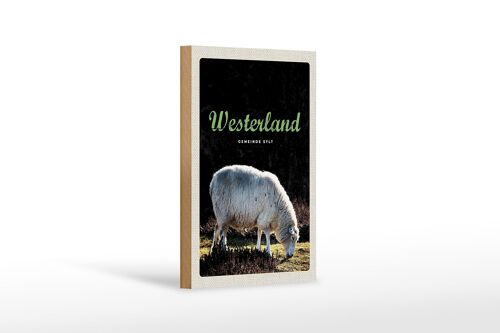 Holzschild Reise 12x18 cm Westerland Natur Tiere Schafe Wiese