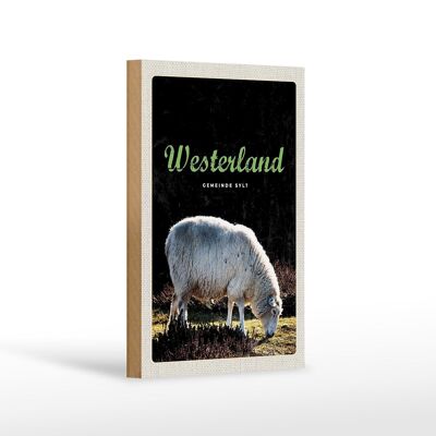 Holzschild Reise 12x18 cm Westerland Natur Tiere Schafe Wiese