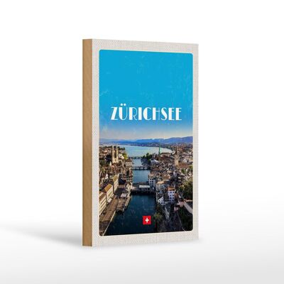 Panneau en bois voyage 12x18 cm Zurich vue sur les vacances en ville
