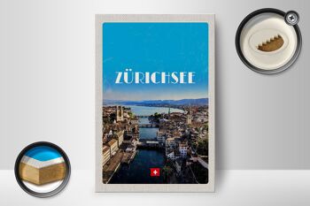 Panneau en bois voyage 12x18 cm Zurich vue sur les vacances en ville 2