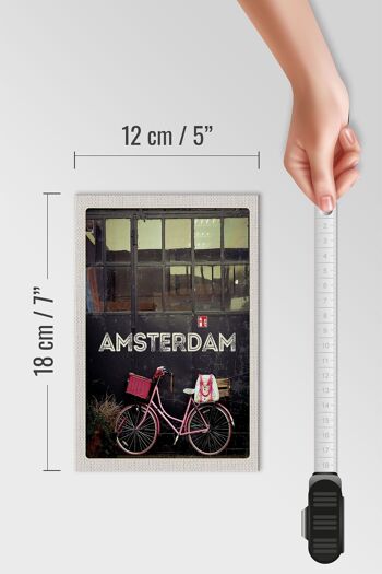 Panneau en bois voyage 12x18 cm Amsterdam ville vélo nature à pied 4
