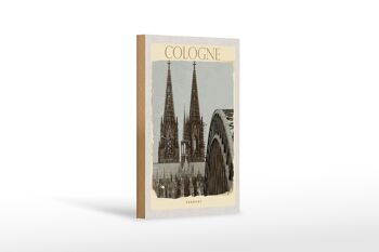 Panneau en bois voyage 12x18 cm Cathédrale de Cologne Moyen Âge noir blanc 1
