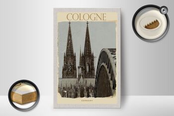 Panneau en bois voyage 12x18 cm Cathédrale de Cologne Moyen Âge noir blanc 2