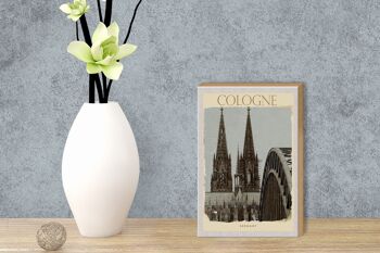 Panneau en bois voyage 12x18 cm Cathédrale de Cologne Moyen Âge noir blanc 3