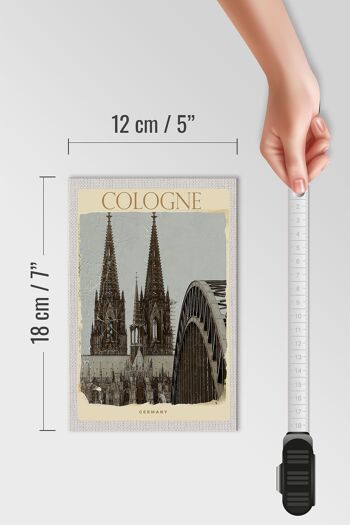 Panneau en bois voyage 12x18 cm Cathédrale de Cologne Moyen Âge noir blanc 4
