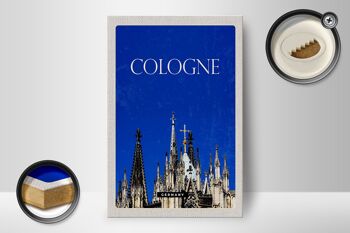 Panneau en bois Voyage 12x18 cm Cologne Allemagne Cathédrale de Cologne Église 2