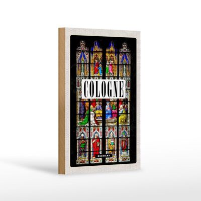 Cartello in legno da viaggio 12x18 cm Storia della Cattedrale di Colonia Disegno di Cristo