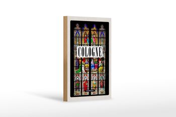 Panneau en bois voyage 12x18cm Histoire de la cathédrale de Cologne Dessin du Christ 1