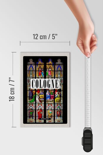 Panneau en bois voyage 12x18cm Histoire de la cathédrale de Cologne Dessin du Christ 4