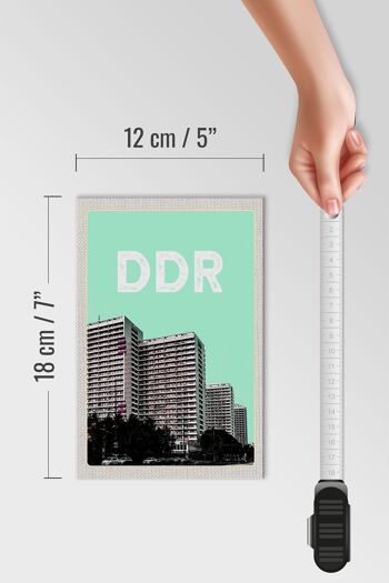 Panneau en bois voyage 12x18 cm Allemagne RDA temps immeubles de grande hauteur guerre 4
