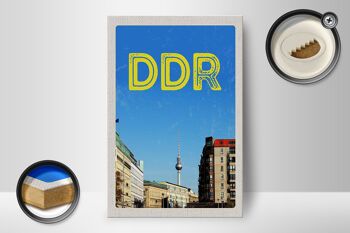 Panneau en bois voyage 12x18 cm Berlin Allemagne Tour de télévision RDA 2