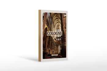 Panneau en bois Voyage 12x18 cm Cologne Allemagne Église Cathédrale de l'intérieur 1