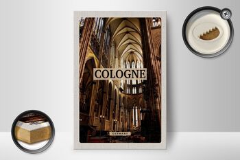 Panneau en bois Voyage 12x18 cm Cologne Allemagne Église Cathédrale de l'intérieur 2