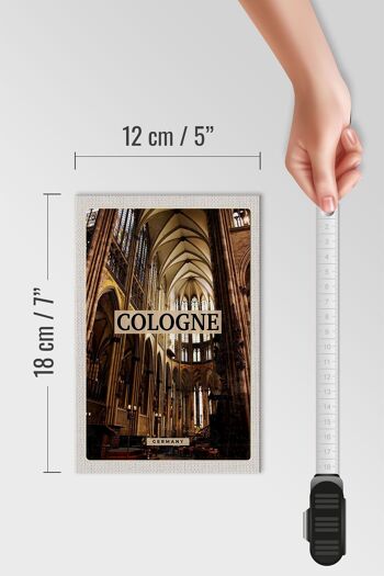 Panneau en bois Voyage 12x18 cm Cologne Allemagne Église Cathédrale de l'intérieur 4