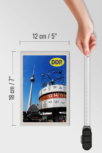 Panneau en bois voyage 12x18 cm horloge mondiale Berlin Alexanderplatz 4