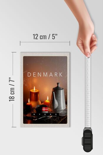 Panneau en bois voyage 12x18 cm Danemark théière bougies nappe 4