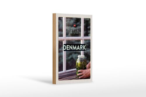 Holzschild Reise 12x18 cm Dänemark Gurken im Glas Fenster Dekoration