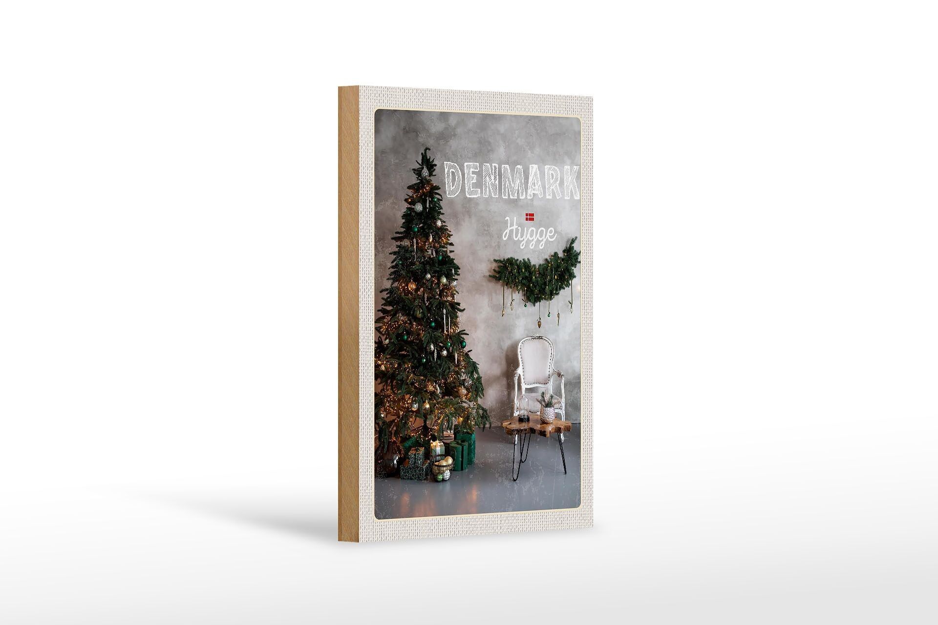 Cartello in legno da viaggio 12x18 cm Danimarca Albero di Natale