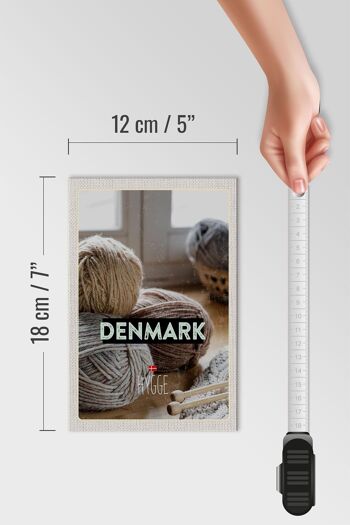 Panneau en bois voyage 12x18 cm Danemark laine blanc gris crochet doux 4