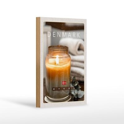 Wooden sign travel 12x18 cm Denmark candle in glass flower towel