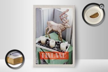 Panneau en bois voyage 12x18 cm cerf de Finlande décoration d'assiette de l'Avent 2