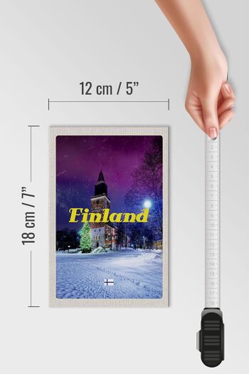 Panneau en bois voyage 12x18 cm Finlande neige hiver sapin de Noël 4