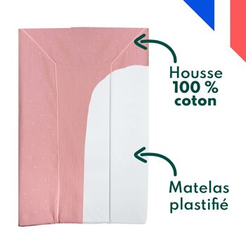 Grand matelas à langer fabriqué en France Rose thé 2