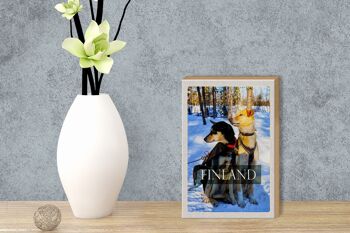 Panneau en bois voyage 12x18 cm Finlande neige hiver chiens des forêts 3