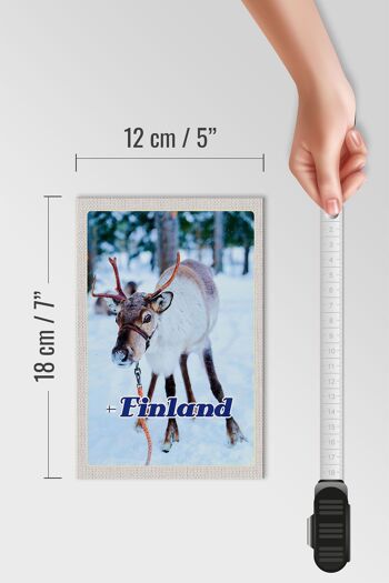 Panneau en bois voyage 12x18 cm Finlande forêt de cerfs neige froide 4