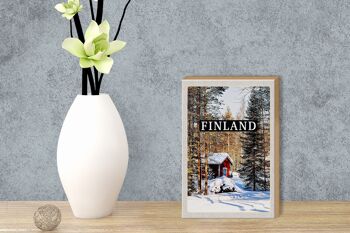 Panneau en bois voyage 12x18 cm Finlande hiver décoration forêt de neige 3